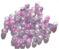 50 6mm Crystal, Montana, and Purple Crackle Glass Beads